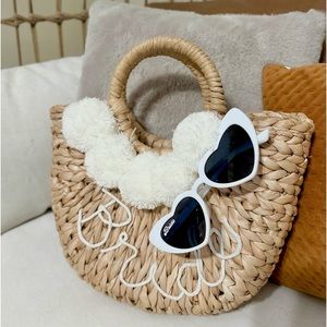 Bride Straw Purse with Sunglasses, Veil and Bride to Be Sash 🤍